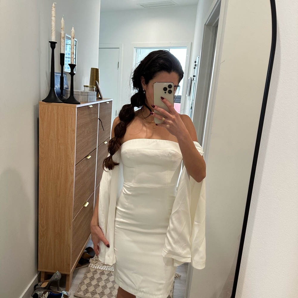 House of CB Strapless White Dress